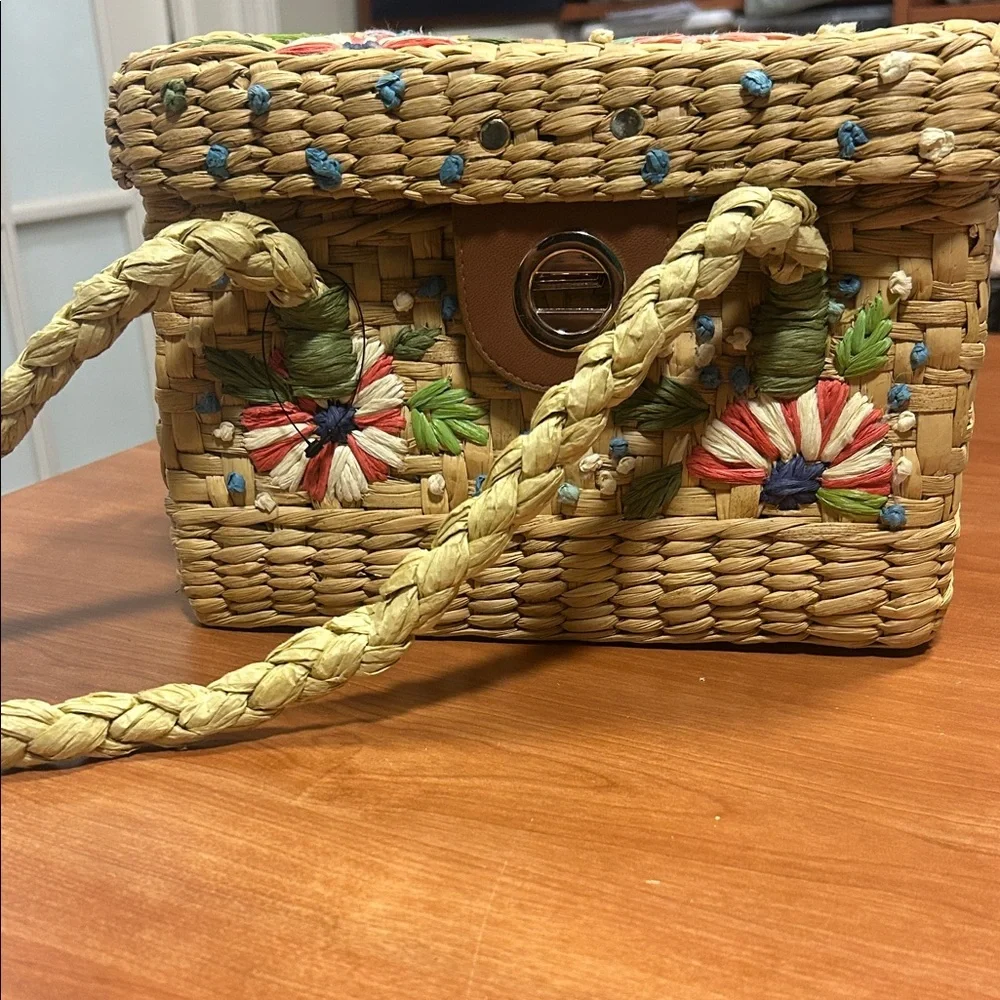 Zara Woven Floral Shoulder Bag - Picture 1 of 5
